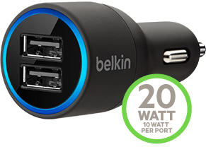 автозарядка belkin dual с кабелем lightning-usb на 10w 2.1 A